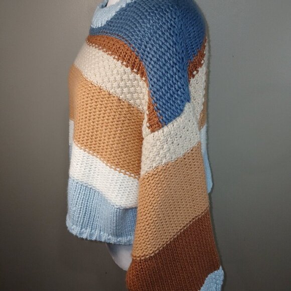 SIMPLY SOUTHERN CROPPED COASTAL COLOR STRIPED SWEATER WOMENS LARGE - Picture 5 of 5